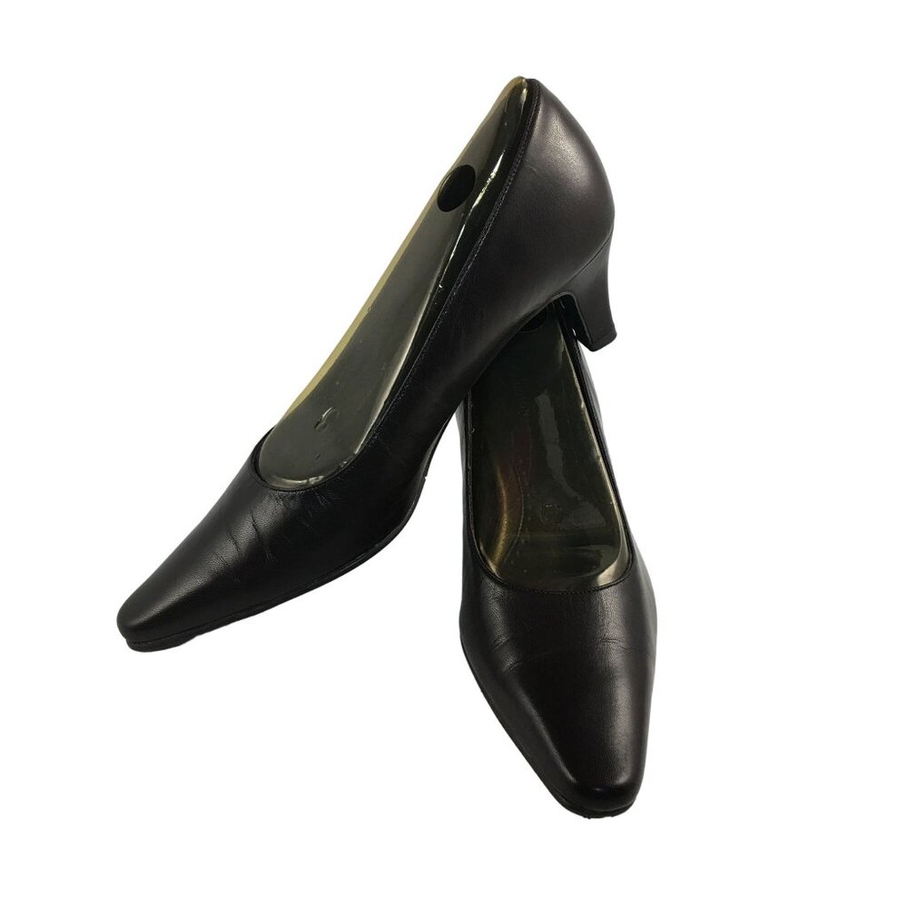 COVINGTON FOUNTAIN BROWN LEATHER POINTED TOE PUMP HEELS 2.5" WOMENS 9